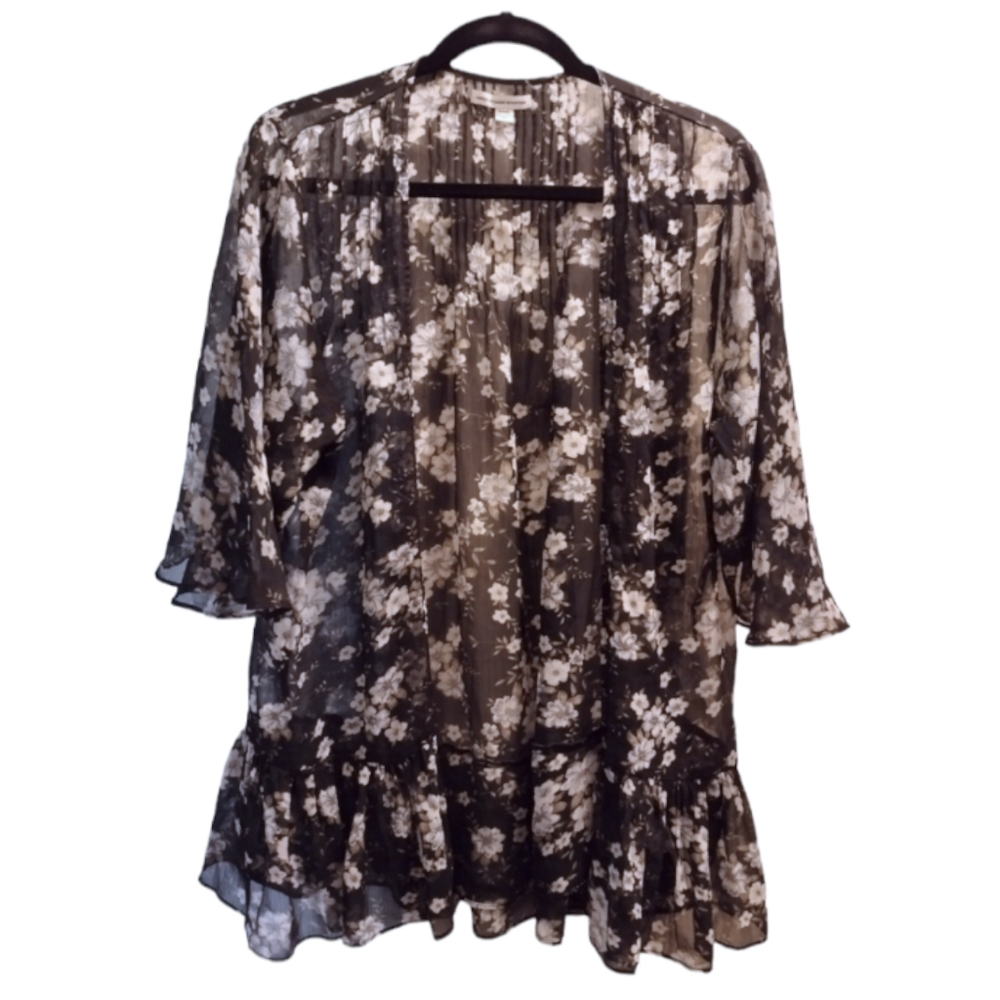 American Eagle Outfitters Floral Ruffle Hem Kimono